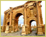 The Arch of Trajan at Timgad world heritage site (Algeria), the garrison town at the frontiers of the Roman Empire in Africa